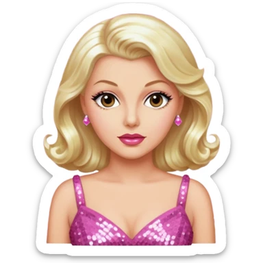 Lana Turner with long platinum blonde hair, pink sequin dress sticker