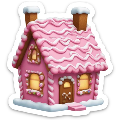 Pink gingerbread house with snow sticker