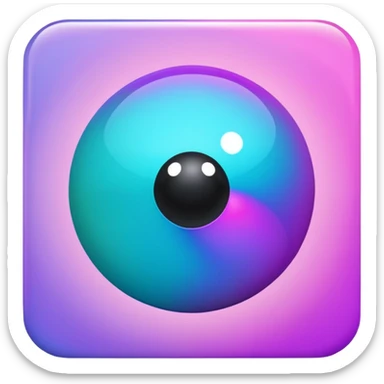 Magic glowing neon-Cyan-purple-gradient iridescent exotic magical glossy glassy 8-ball sticker