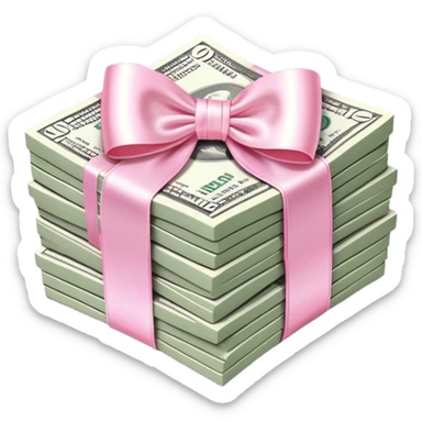 stack of money with baby pink bow sticker