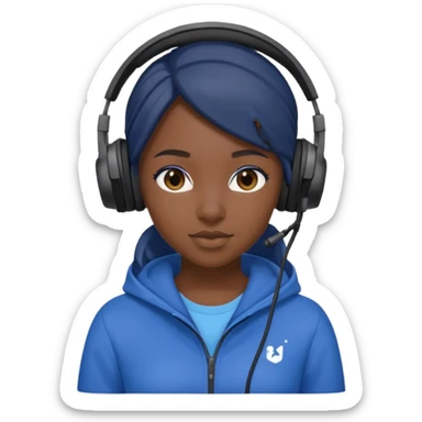 black girl streamer with blue gaming head set sticker