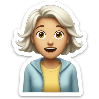 A GIRL WHO SEEMS OLD AND YOUNG AT THE SAME TIME, SHORT AIR, SURPRISED sticker