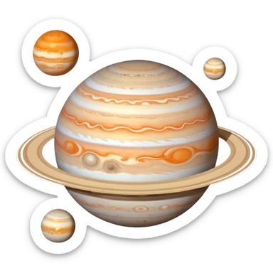 planet Jupiter with a ring and moons sticker