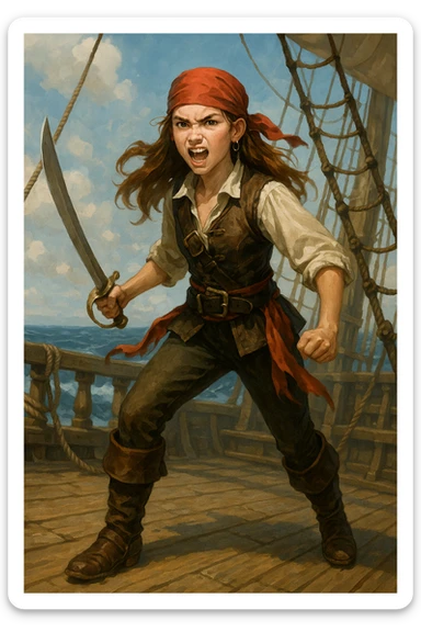 Une pirate  ( fille ) ados de 16 ans qui adore combattre en épée sticker