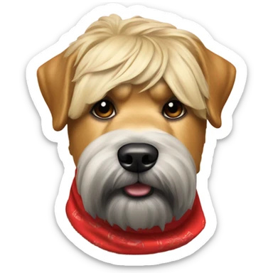 Donald trump and wheaten terrier wearing a red bandana sticker