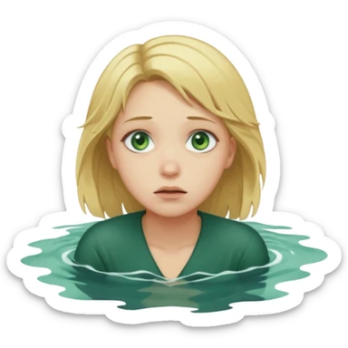 sad depressed weak cs major who is a pretty girl with blond hair and green eyes drowning on ship, very pretty very sad and weak. Near death almost dead drowning. sticker