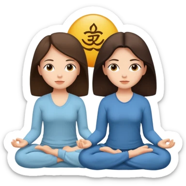two brunetts meditating sticker
