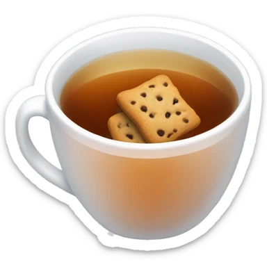 a cup of tea with cookies sticker