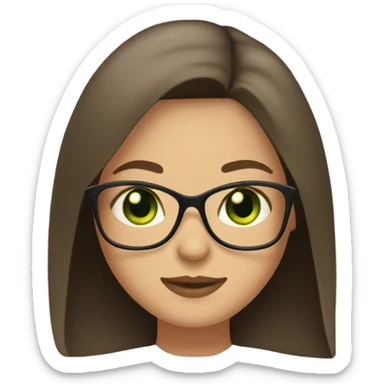 Girl with green eyes and and Longbob Brown Hair  and she wears glasses sticker
