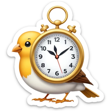 bird with clock morning sticker