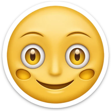 Standard yellow smile emoji but with both eyes looking in different directions. Deadpan no smile sticker