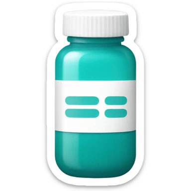 white and teal pill bottle sticker