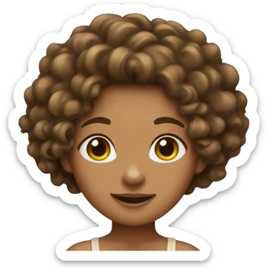 tan girl with brown curly hair sticker
