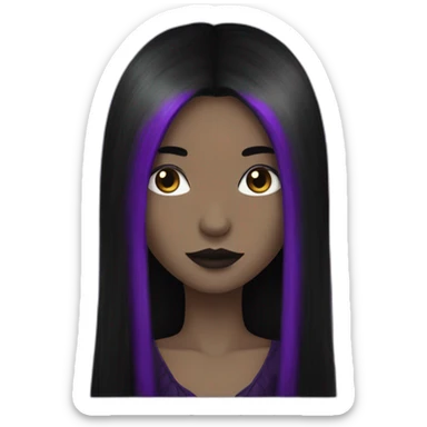 Queen gothic girl long dark black and purple hair sticker