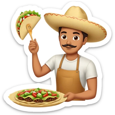 Mexican guy making tacos sticker