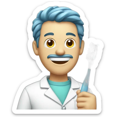 dentist with a toothbrush in his hand sticker