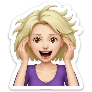 Manic laughter ripping hair out female sticker