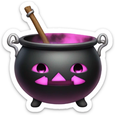 Pink witch cauldron with black smoke sticker