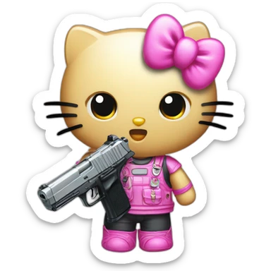 hellokitty with desert eagle sticker