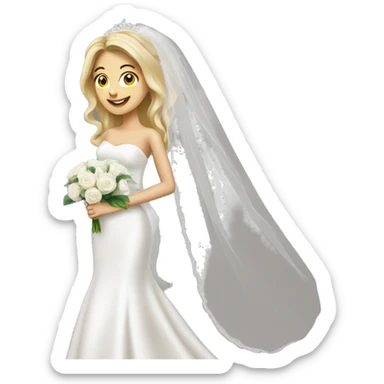 Beautiful brunette girl bride with (blonde groom)  sticker