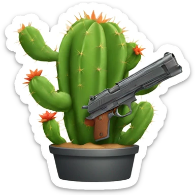 Cactus with a gun sticker