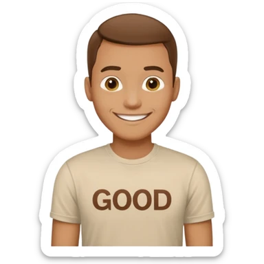 guy with "good qa" text on tshirt sticker
