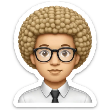 light skin nerd with glasses and afro hairstyle sticker