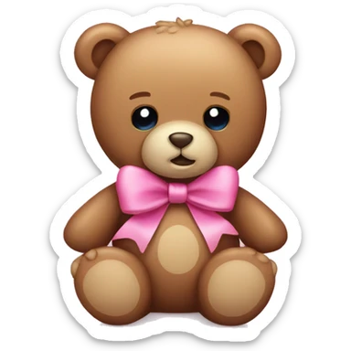 Teddy bear with a pink bow sticker