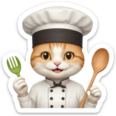happy chef cat wearing a chef hat smiling sticker
