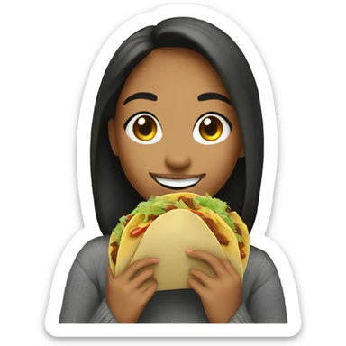 smiling girl in turtleneck sweater eating tacos sticker