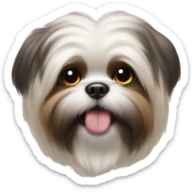 Shitzu with tongue sticking out eyes crossed and darker fur sticker