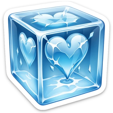 ice heart in cube ice sticker