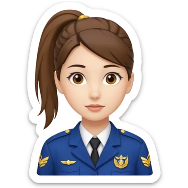 Young Female: ponytail hair, wearing uniform, white skin sticker