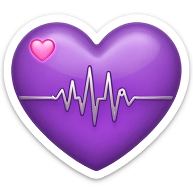 purple heart with a heartbeat line sticker