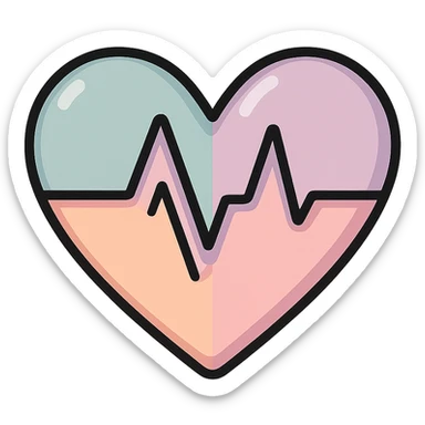 stylized heart with two peaks cardiogram line inside, icon-color-outlined style, thin clean contours, soft rounded shapes, pastel palette #98B5BC, #B5B3C1, #C9A3C9, #E4C0CA, #F7DCD1, #F7C0AA, detailed shadows and highlights, soft lighting, transparent background, no base or decoration sticker