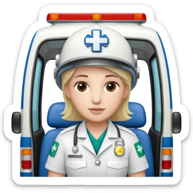 an ambulance driven by peluche sticker