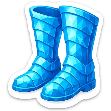 Transform these silver boots into diamond boots with a blue, crystalline, faceted appearance, keeping the same shape and style. The style should resemble emoji style with a transparent background. sticker