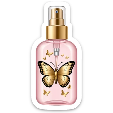 Light pink body mist bottle with gold butterflies  sticker