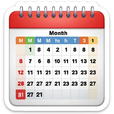 colored calendar 1 month without dates sticker