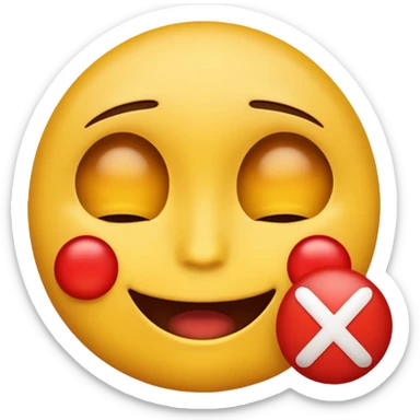 a emoji with its eyes closed, with a red X in its eyes sticker
