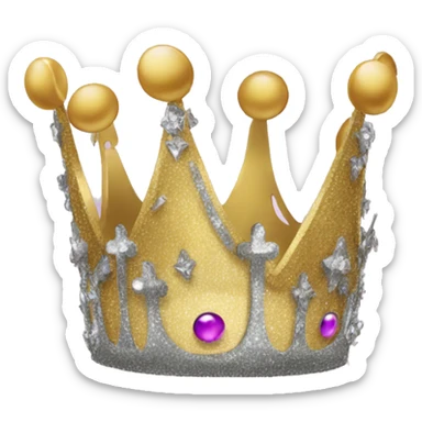 glittery crown with sad face and sad eyes  on the crown a crown emoji tears sticker