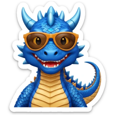 blue dragon wearing sunglasses sticker