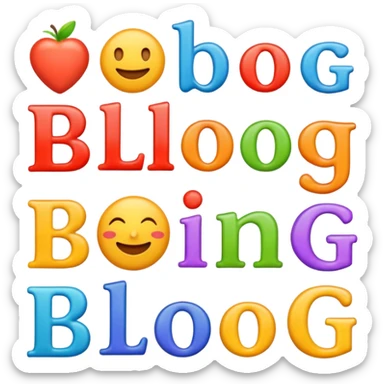 the word BLOG in bright colors, traditional emoji style, subtle drop shadow, transparent background sticker