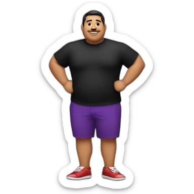 Fat latino Guy with red pants and purple shoes and black shirt sticker