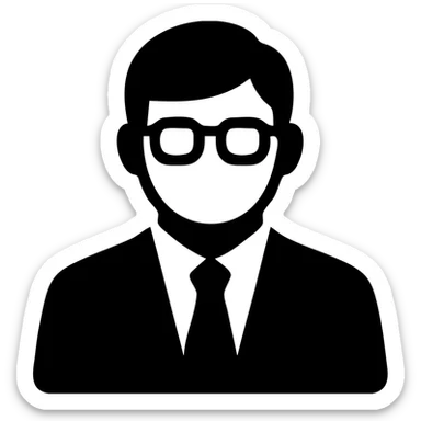 Indian finance bro with glasses, suit and tie, solid filled icon sticker