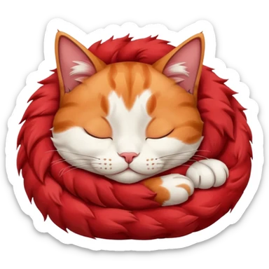 Curled Sleeping Cat red sticker