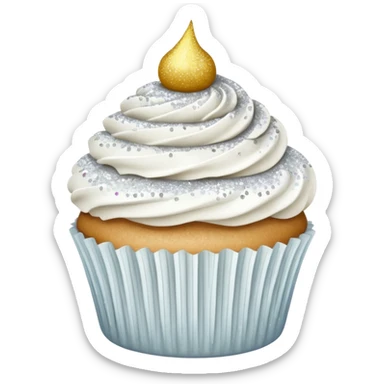 Glitter White Cupcake sticker
