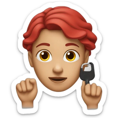 Red young woman loosing her car keys sticker