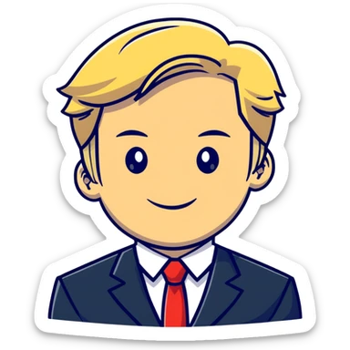 Oleg Tinkov, smiling, blond hair, wearing a business suit sticker