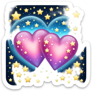 Two hearts one beyond one another with stars in it sticker
